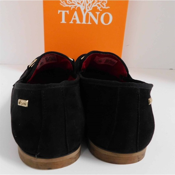 Tayno Caprio‎ Black Suede Gold Bit Slip on Loafers sz 13 main image 2
